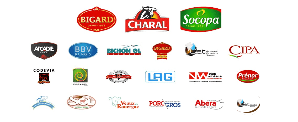 Bigard Distribution - Bigard - BBV Rungis - Bichon - Charal - CIPA - CODEVIA - Gallais Viandes - LAG - Socopa - Sovia - Nick Winters - ABERAC - PORC GROS